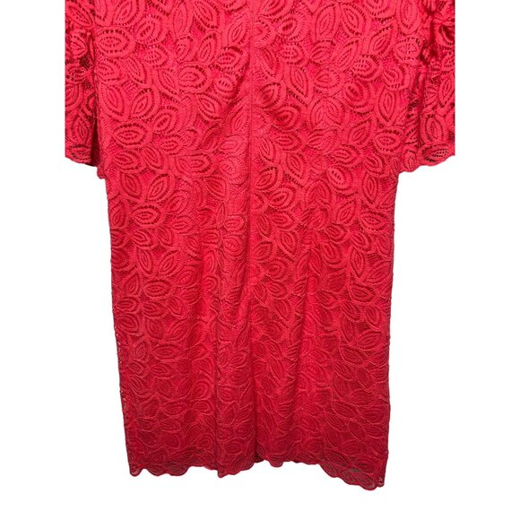 Ann Taylor Pink Lace Overlay Short Sleeve Shift Dress Size 6 Work Party NWT - Picture 9 of 12